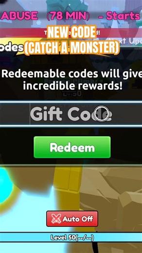 Catch A Monster CODE 🔥🔥 #roblox #rblx #viralshort #youtubeshorts