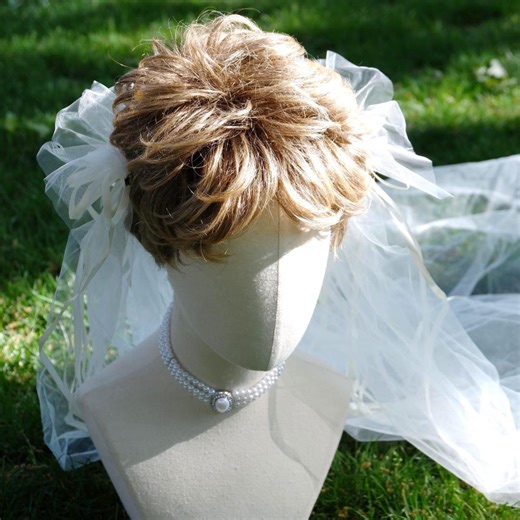 Wedding Bridal White Veil With Light Yellow Ribbons, Bachelorette Parties - Etsy