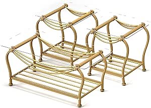 Glass Coffee Table Set of 3, Rectangula Toughened Glass Coffee Table Set, Living Room Table, Gold Metal Frames (3, Gold-Rectangular)