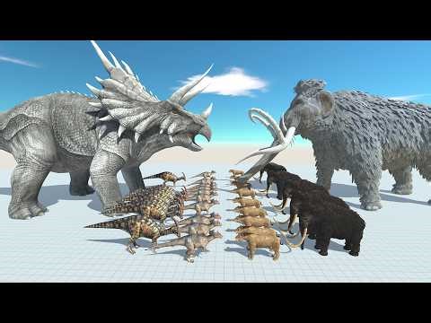 Dinosaur Battle: Triceratops VS Mammoth in Animal Revolt Battle Simulator ARBS