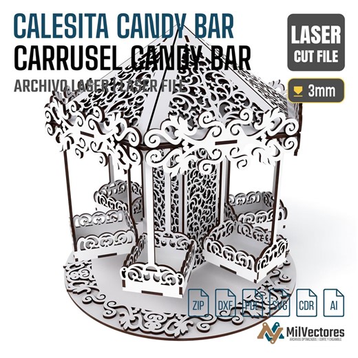 Children's Carousel Candy Bar | DXF Laser Cut MDF | Digital Laser File - Etsy