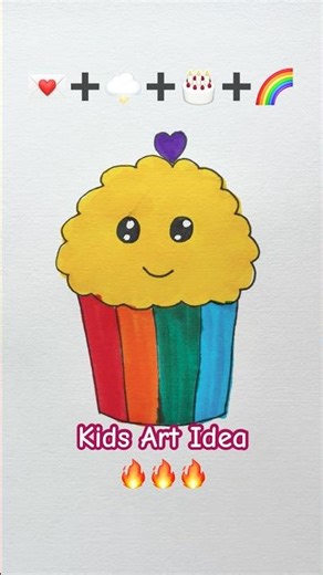 Cute Cupcake 🧁🔥 Drawing For Kids #ytshorts #shorts #craft #diy #kids #kidsdrawing
