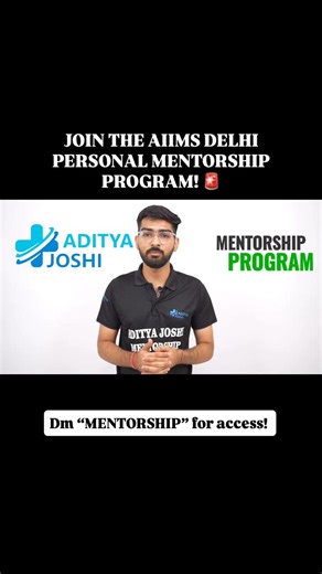 ADITYA JOSHI on Instagram: "🚨 AIIMS DELHI Personal Mentorship for NEET 2026 is LIVE! Get 1:1 DAILY mentorship from AIIMS toppers, NEET AIR 1s, and 350+ top rankers from AIIMS, KGMU, AFMC & more. Created by Aditya Joshi, this program gives you personal guidance every single day — not mass batches. ⚡ Admissions open 19th Oct, 12AM — for 48 HOURS ONLY! 🎁 First few hours = 50% OFF (₹11,999 → ₹6000) 📲 Download the “ADITYA JOSHI” app (Android/iOS) & secure your seat! Let AIIMS 