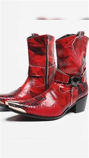 Globify Official on Instagram: "Men's Boots Pointed Iron Scalp Leather Side Zipper Fold Men's Ankle Boots Red Punk Motorcycle Rider Party Product sellpoints Practical Features:With a side zipper and rubber outsole, these boots blend style with ease of use. Ergonomic Fit:True-to-size fit ensures a snug, supportive wear for all-day comfort. Versatile Style:Whether it's a casual ride or a punk party, these ankle boots are perfect for any occasion. Fashion-Forward Design:Featuring a unique pleated f