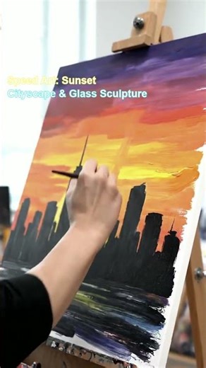 Speed Art: Sunset Cityscape & Glass Sculpture