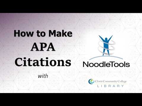 APA Citations Using NoodleTools, Fall 2021