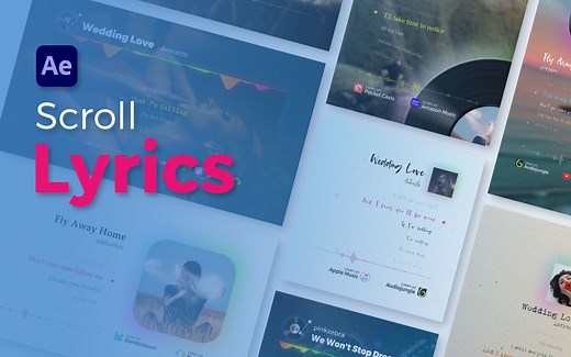 音乐歌曲滚动歌词字幕AE模板 Scroll Lyrics