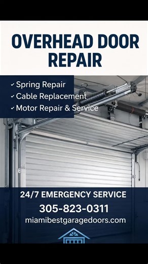 Miami Best Garage Doors, Inc. on Instagram: "🏭🚪 Commercial Overhead Door Repair & Service 🚪🏭 Miami Best Garage Doors Overhead doors require professional maintenance to keep your business running without interruptions. We specialize in commercial overhead doors for warehouses, shops, and industrial properties. ✔️ Overhead Door Repair & Installation ✔️ Motor & Opener Service ✔️ Spring & Cable Replacement ✔️ Preventative Maintenance Programs 🚨 24/7 Emergency Commercial Service 📞 305-823-0311