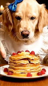 The Cutest puppy 🐶dog Labrador eating pancakes for breakfast ￼#cuteanimal #2025 #asmrsounds