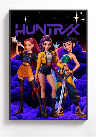 K-pop Anime Girl Canvas | Retro Neon Movie Poster - Etsy