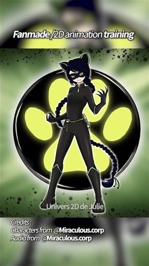 MIRACULOUS: 2D LADY NOIRE's transformation #animation #miraculous #ladynoir #transformation #ladybug