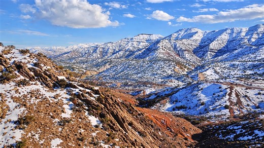 High Atlas Mountains range in Morocco’s rugged landscape
