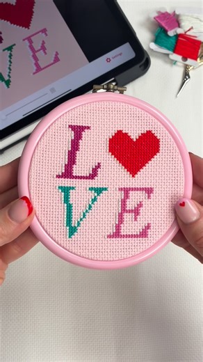 Stitchly on Instagram: "Stitching a little love this Valentine’s 💖 Easy cross stitch, cozy vibes, and a handmade gift straight from the heart. Made using the Stitchly App 💕 #crossstitch #embroidery #needlepoint #crossstitchapp #patternmaker #love #valentines #handmade #gift"