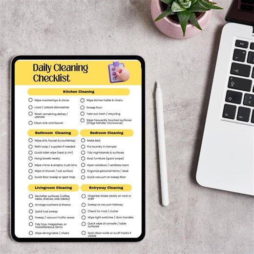 Editable Cleaning Checklist Pdf, Daily Cleaning Schedule Chore & Task List, Home Cleaning to Do List Template PDF - Etsy