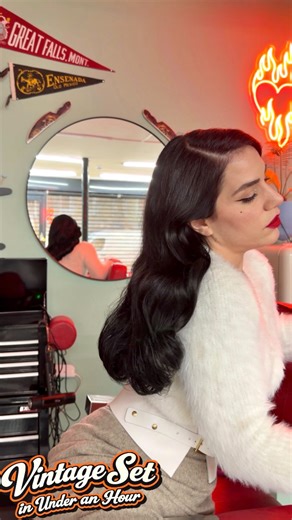 Dimitra Sin on Instagram: "This is not my normal method ✨ I usually set my hair with foam rollers on dry hair, lightly spritzed with water, and sleep in them overnight. With low heat, I find the hair turns out smooth instantly, which is a big bonus and a comfy, no-roller sleep is a treat. The setting pattern stays more or less the same, unless I switch it up with pin curls🙄but those are the most uncomfortable to sleep in! 😅 I sometimes use low heat to set my overnight curls, and these turn out