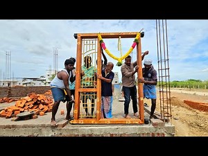 Techniques of Door Frame Install_Individual 2BHK House Main Door Design Wooden Frame Fitting Easy