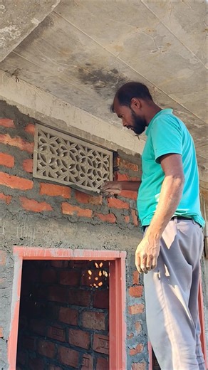 2 feet concrete ventilation installation process #plastering