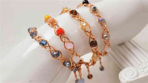 How to make a super easy bracelet braid 3 wire stone or crystal DIY 952