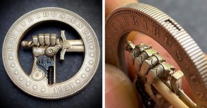 Artist Turns Dollar Coin Into Incredible Sculpture With Hidden Movable Mechanics
