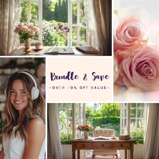 Summer Rose Cottage Zoom Background Bundle: 4 Garden Office Virtual Backdrops (instant Download) - Etsy