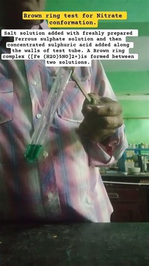 Brown ring test for conformation of Nitrate ion. @professorschannel9058.