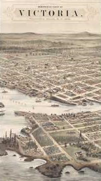 A birds eye view of Victoria, BC in 1878