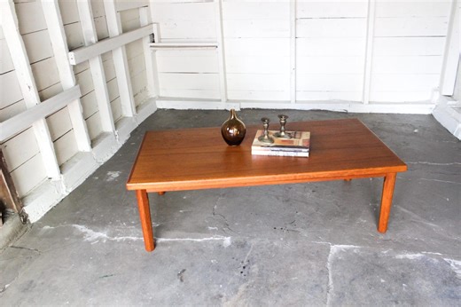 Danish Teak Coffee Table | Mid Century Modern Rectangular Brdr. Furbo Furniture - Etsy