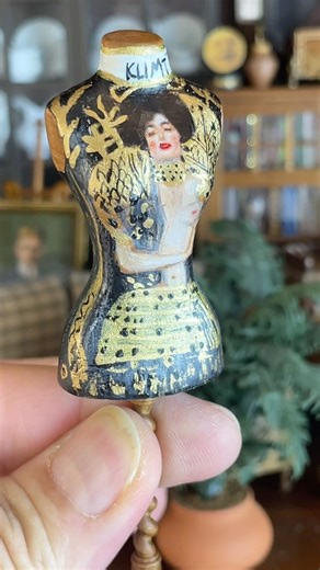 4.7K views · 503 reactions | Hand painted dress form (unidentified artist) after Gustav Klimt #swoon #gustavklimt #klimt #mini #art #miniature #dollhouse #tinyart #timypainting | D. Thomas Miniatures | Facebook