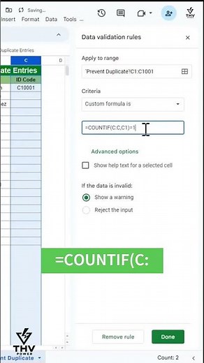 How to Prevent Duplicate Entries in Google Sheets Using Data Validation #googlesheets