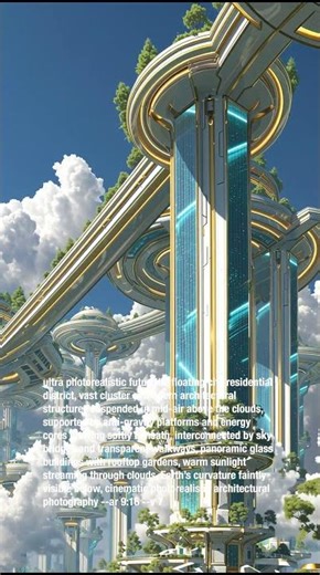 Floating Futuristic City District - AI Generated Epic Music