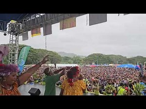 PNG female artist TAITA MARAGA performaning Live during Central Music Festival at Kiwikila Station.