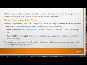How to Properly Update Props in React's onSubmit for Instant Error Messaging