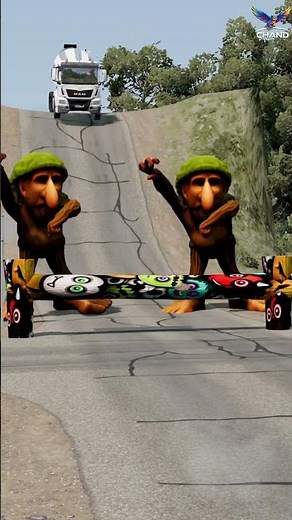 ‎ 💥Camión Hormigonera vs Tronco ¡Impacto Increíble! #shorts #beamng #física