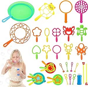 LOVESTOWN 41 PCS Bubble Wands Set, Big Bubble Wands Toys Bubble Maker Wands Bubble Games for Kids Outdoor Activities