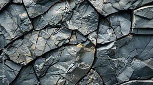 A close-up of jagged, gray rock formations in a rocky landscape