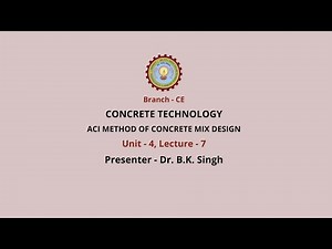 | AKTU Digital Education | Concrete Technology | ACI Method of Concrete Mix Design
