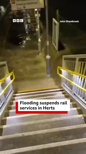 Flooding from a burst sewer main which has caused "extensive damage" means some rail services have been suspended in Hertfordshire. Greater Anglia said water flooded the track on Wednesday and damaged the signalling system at Rye House, meaning trains would be unable to run between Broxbourne and Hertford East. A limited rail replacement bus service would operate, but customers have been asked to consider using other West Anglia main line stations or local bus services. | BBC Beds, Herts & Bucks