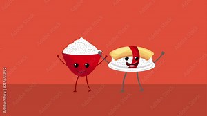 kawaii cartoon rice and sushi dim characters animation hd