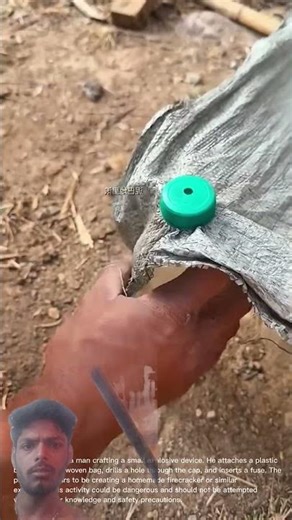 DIY Firecracker: Man Creates Explosive Device from Plastic Bottle Cap and Fuse