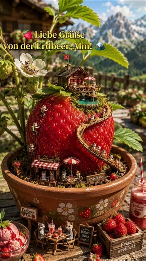 🍓 Willkommen auf unserer kleinen Erdbeer-Alm! Mit ganz viel Liebe zum Detail erschaffen. Vielleicht entdeckt sie ja auch @Karls Erlebnis-Dorf #grüße #catlover #gutelaune #karlserlebnisdorf #musik