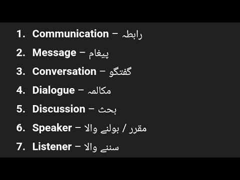 100 English Vocabulary With Urdu Meaning about Communication|| YouTube