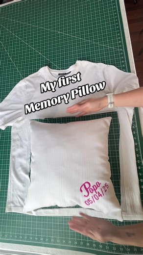 I’ve never been asked to do a #memorypillow before, but I love the idea of making something special out of a lost loved one’s clothes. It was an honor to make this for Bekah in memory of her grandfather who passed this year 🥰. #lovedones #diyfyp #handmadegifts #handmadecraft #machineembroidery #embroideredgifts #embroidery #sewingtiktok #sewistsoftiktok