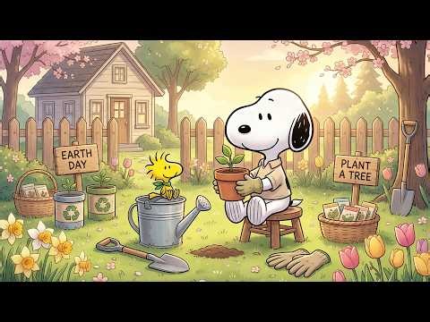 Cozy Earth Day with Snoopy & Woodstock 🌳 Relaxing Spring Jazz Vibes 🌷 Peaceful Spring Tunes