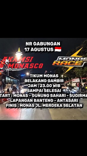 MONASRACE⚡ | NR GABUNGAN MONAS JAKARTA 17 AGUSTUS 2025 🇮🇩 ramaikan gas ‼️ ALL USER MOTOR ASAL RAPIH + RECINK STD GAS ‼️ #monasrace #monasco #jakarta... | Instagram