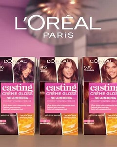 The ultimate No Ammonia hair color for healthy looking hair this wedding season! The New Casting Crème Gloss is enriched with natural conditioners that nourish your hair as you color. Get your super glossy shade now. #GlossWithCasting #TakeColorEasy #ColorAtHome #MeTime #SelfCare | L’Oréal Paris