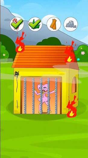 Poppy Playtime THE ESCAPE CHALLENGE! 🍭 🥬 Can Huggy Wuggy save Kissy Missy from the fire? #shorts