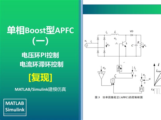 单相Boost型APFC（一）电流滞环控制双闭环控制有源功率因数校正器MATLAB/Simulink仿真模型