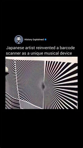 History Explained on Instagram: "Follow @HISTORY__EXPLAINED for more interesting content! ✅ Japanese experimental artists reimagined a standard barcode scanner as a playable musical instrument, exploring how everyday technology can be turned into sound 🎛🎶 Black-and-white barcode patterns are translated into electrical signals that shape pitch, rhythm, and tone. The speed of each scan controls the tempo, making physical movement an active part of the music. Created by an experimental art collec