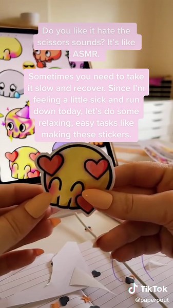 ASMR scissor sounds. I needed to relax today so I did some easy jobs and just made stickers and took it slow while I’m poorly #asmrscissors #stickertok #stickershop #ilovestickers #stickersstickersstickers