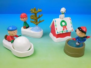 2002 PEANUTS CHARLIE BROWN CHRISTMAS FULL SET OF 4 CARLS Jr COMPLETE COLLECTION VIDEO REVIEW